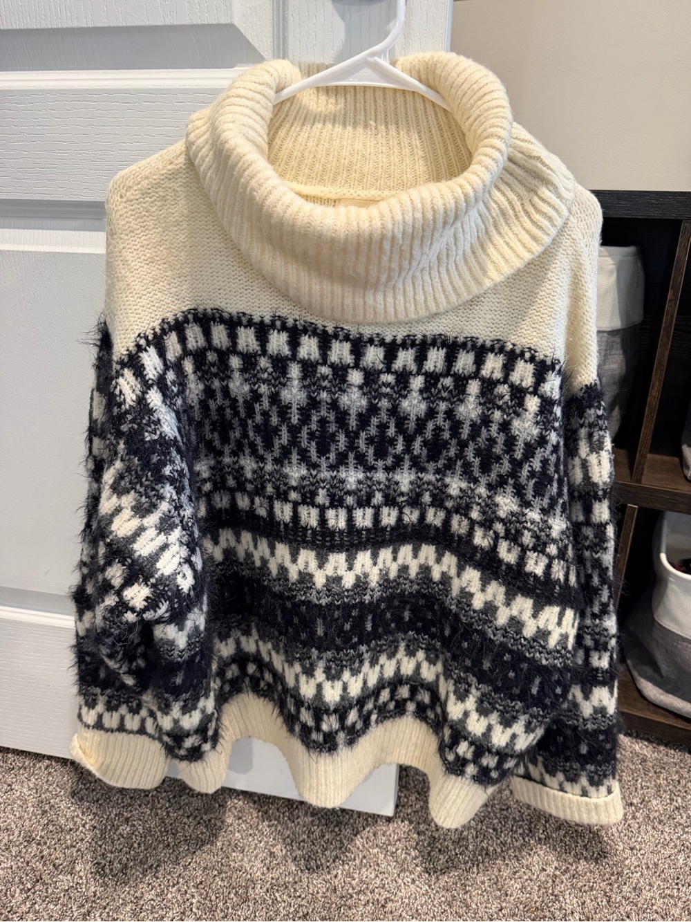 Cozy Cream & Black Turtleneck Sweater